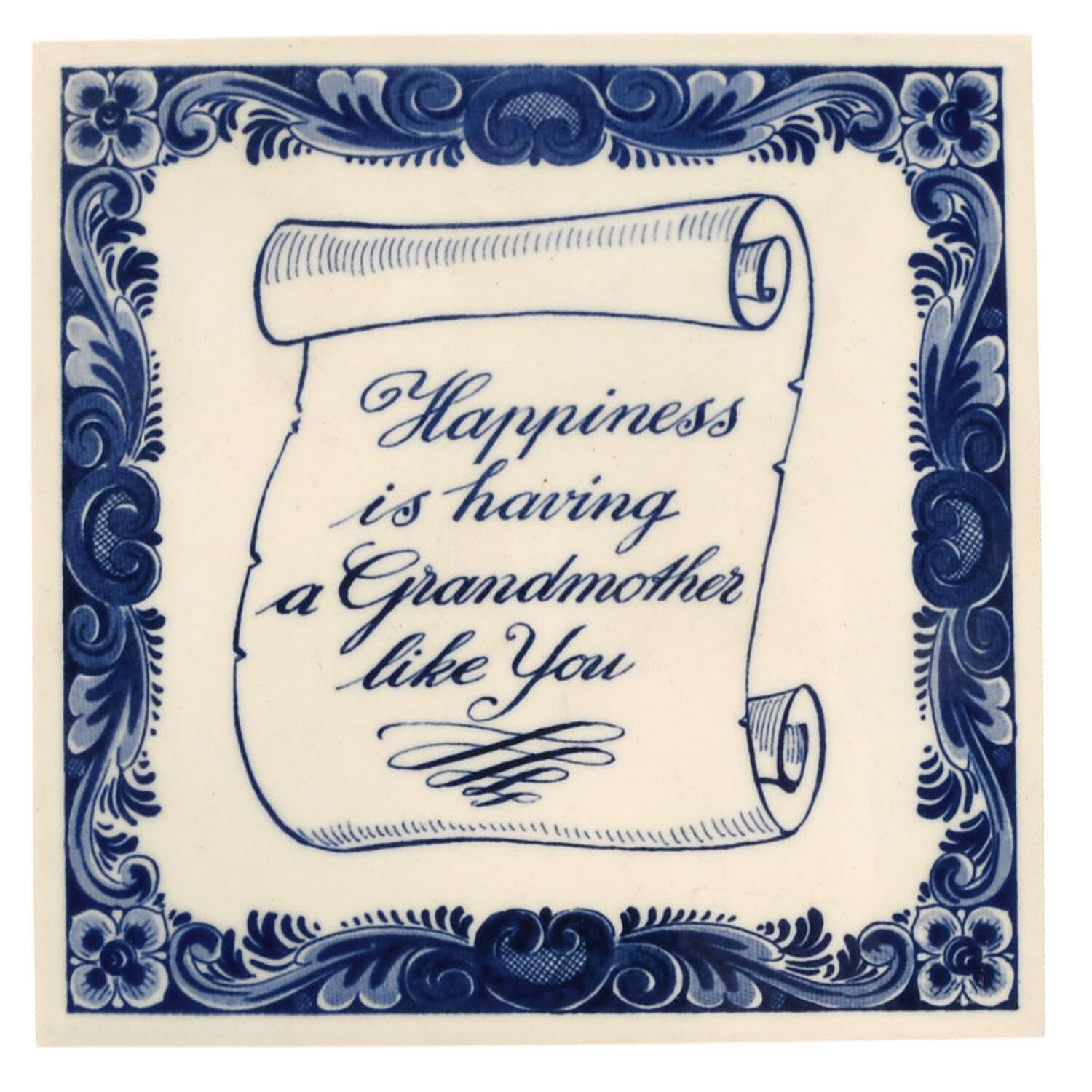 Blue Delft Limited Edition Tile Happiness Is Having A Grandmother Like - No Box by Blue Delft-1