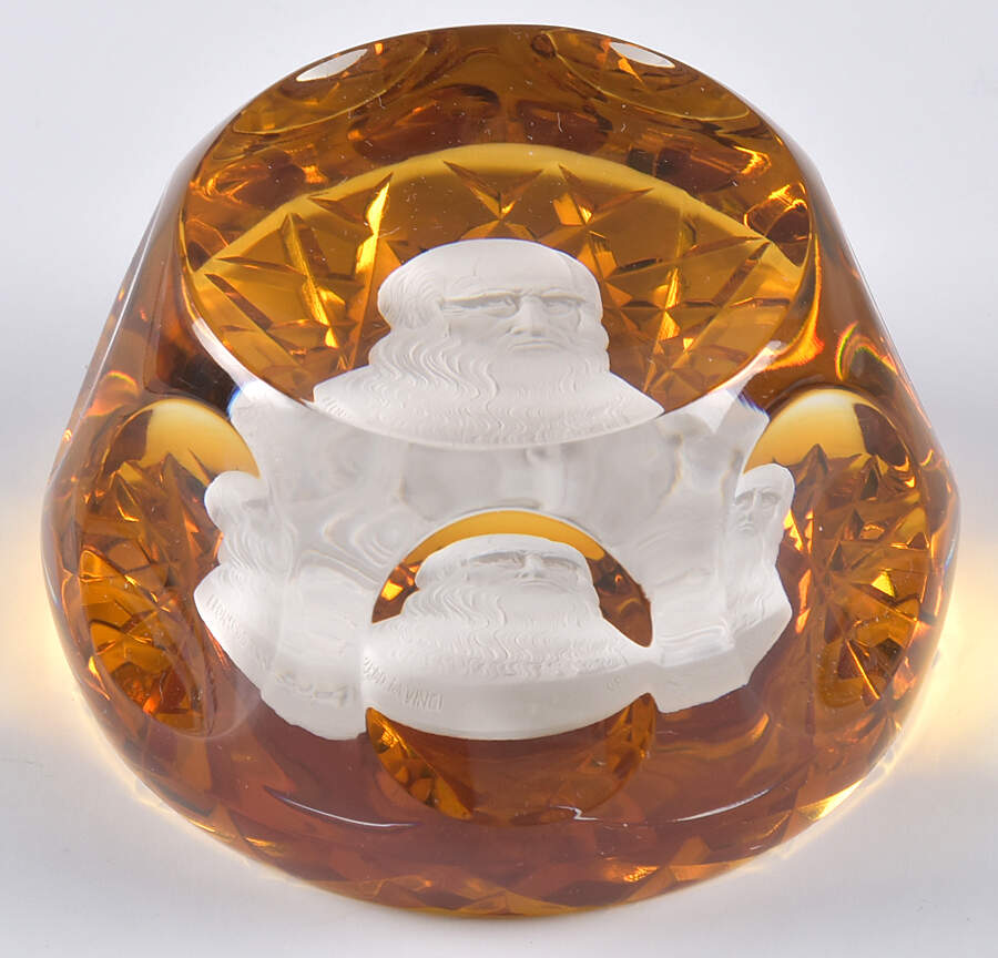 Cristal D' Albert Paperweight Leonardo Da Vinci - Boxed by Cristal d'Albret-1
