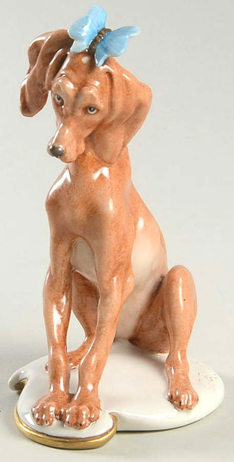 Cappe Figurines Dog With Butterfly-Glossy - No Box by Cappe Porcelain-1