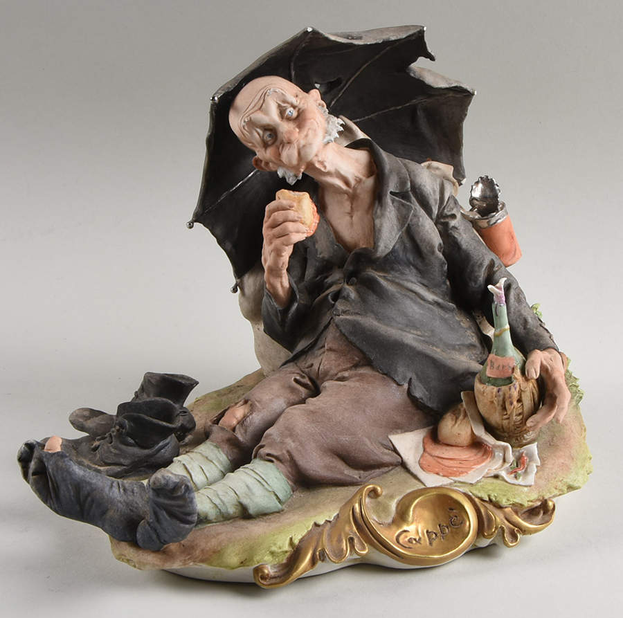 Cappe Figurines Picnic-Tramp With Umbrella - No Box 42 by Cappe Porcelain-1