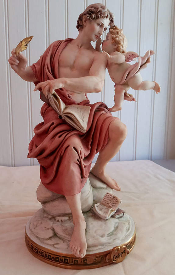 Cappe Figurines Poetry-Man With Book & Cherub - No Box by Cappe Porcelain-1
