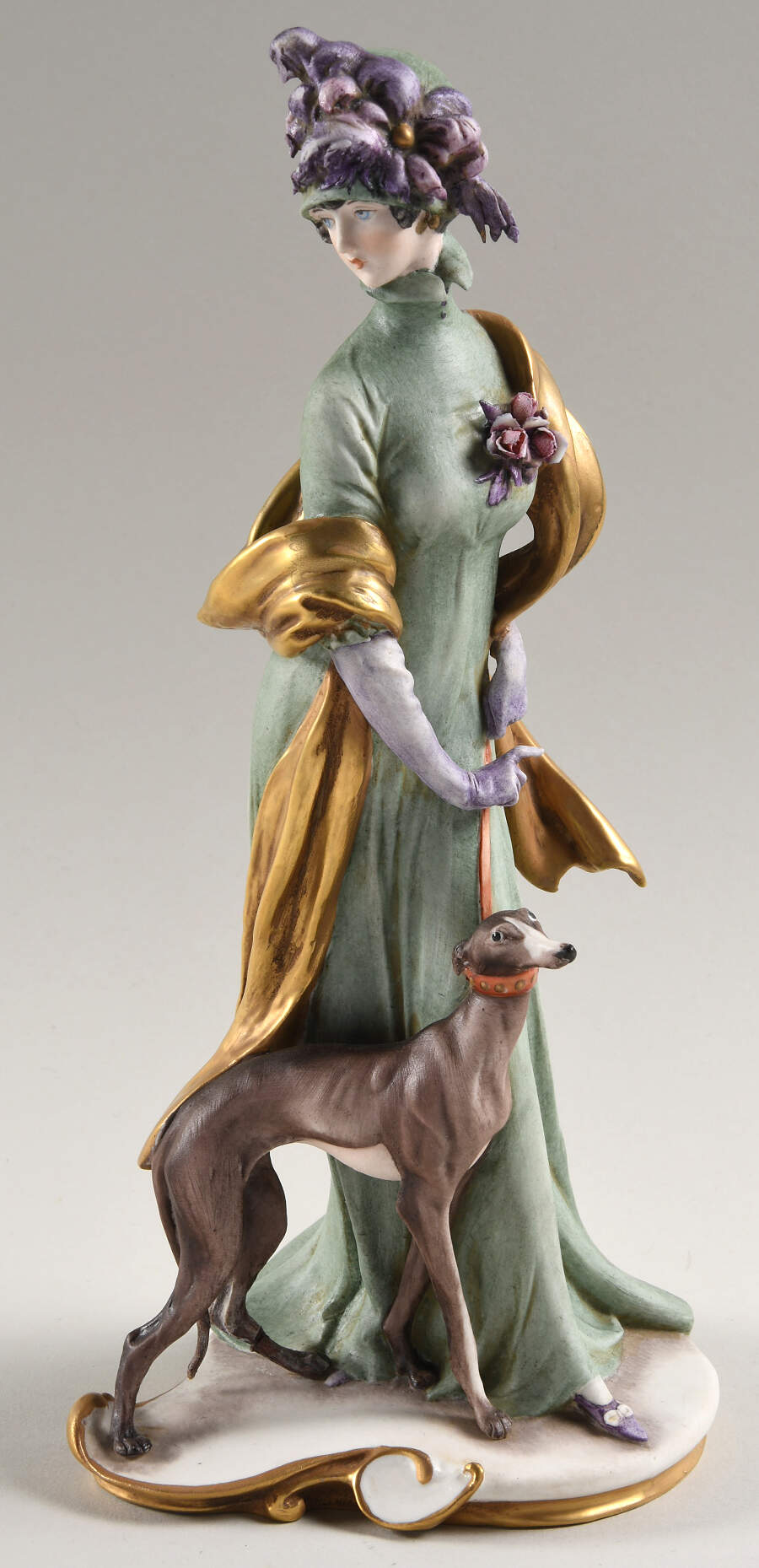 Cappe Figurines Victorian Lady W/ Greyhound - No Box by Cappe Porcelain-1