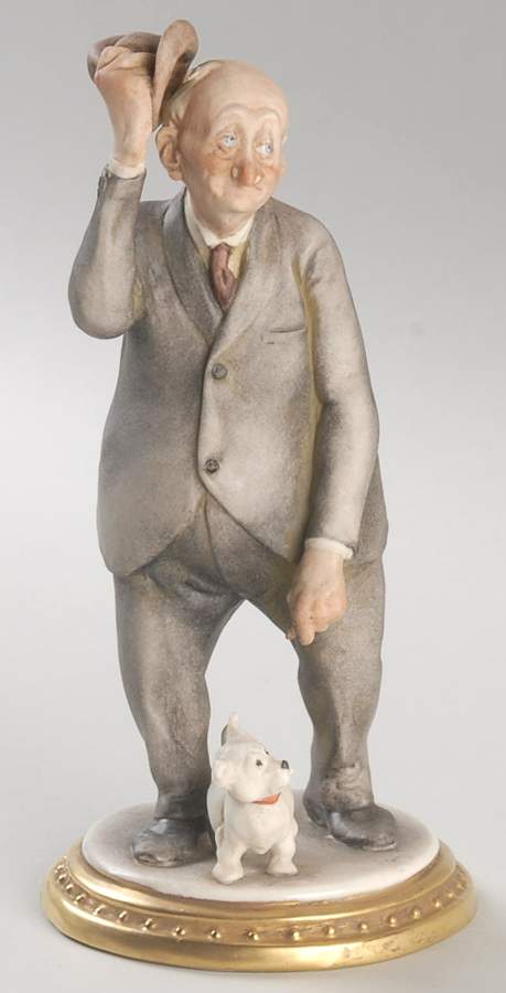 Cappe Figurines Old Man With Small White Dog - No Box by Cappe Porcelain-1