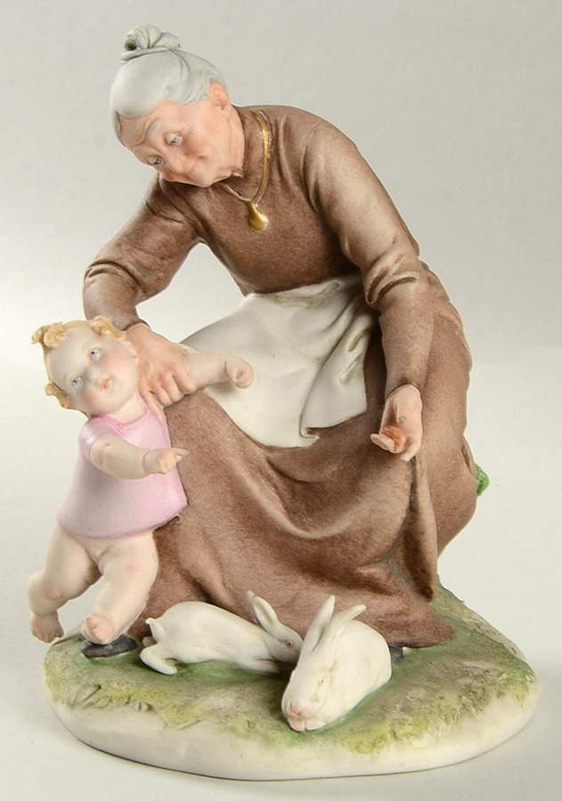 Cappe Figurines Grandmother With Little Girl - No Box by Cappe Porcelain-1