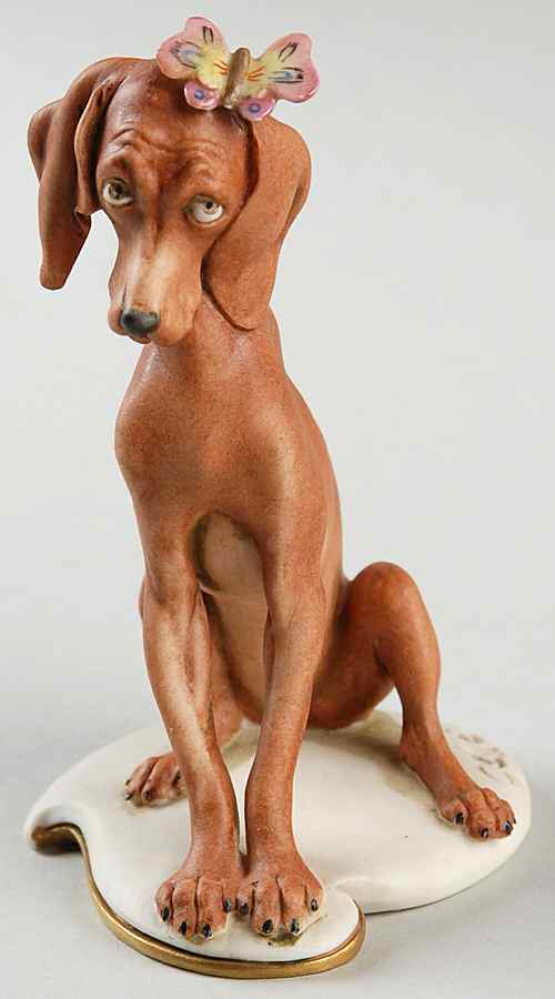 Cappe Figurines Dog With Butterfly-Matte - No Box by Cappe Porcelain-1
