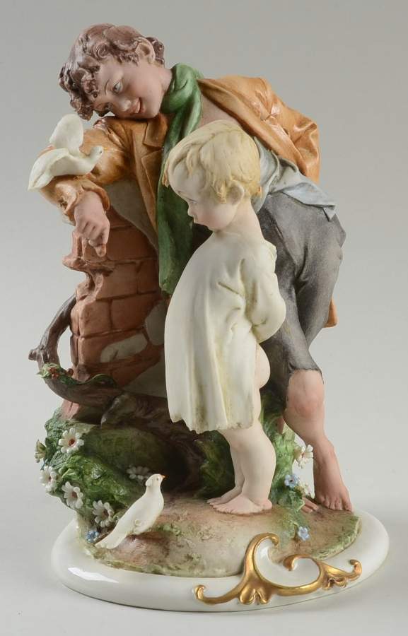 Cappe Figurines Two Boys With Doves - No Box by Cappe Porcelain-1