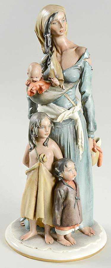 Cappe Figurines Gypsy Woman With 3 Children - No Box by Cappe Porcelain-1