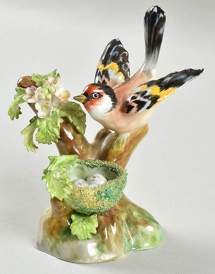 Bird Figurines Wren Feeding Babies - No Box by Crown Staffordshire-1