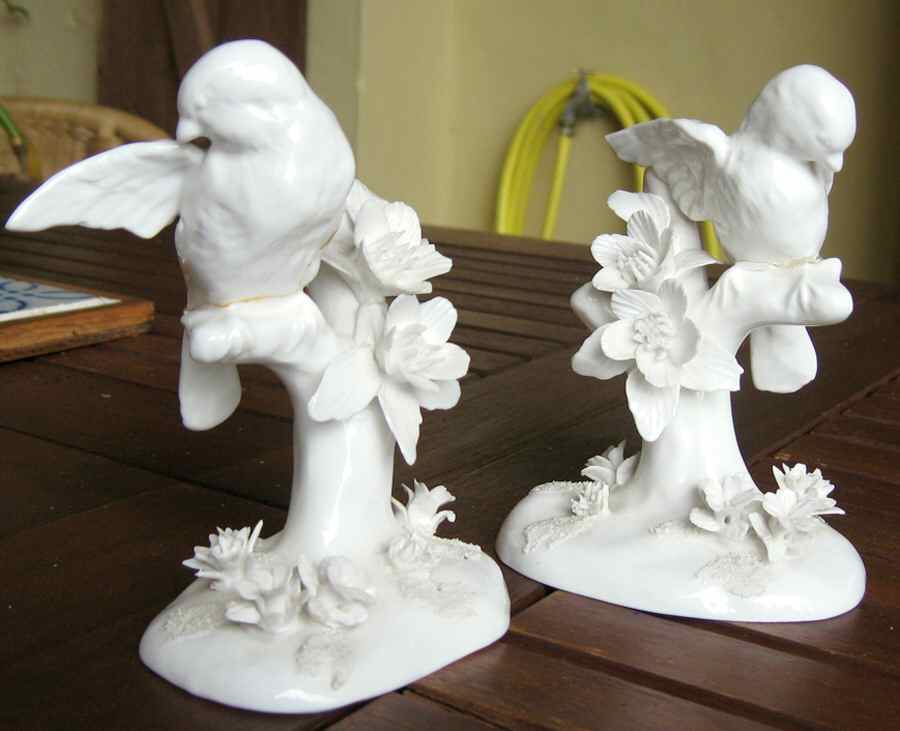 Bird Figurines Pair-Blue Birds - No Box by Crown Staffordshire-1