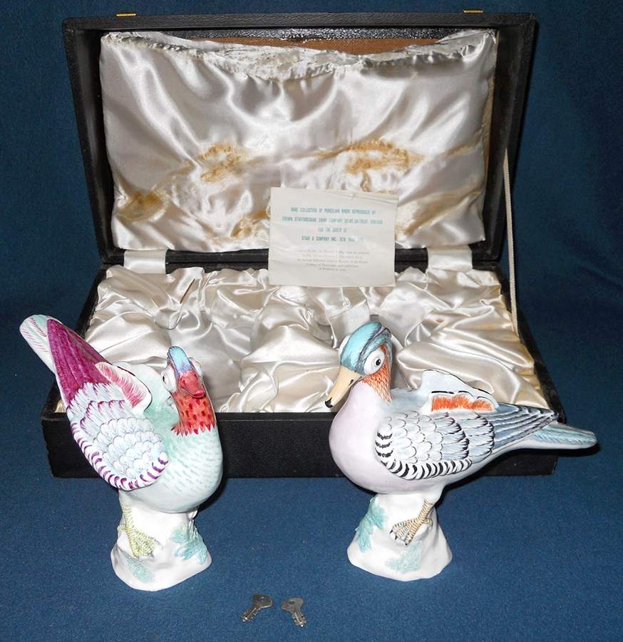 Bird Figurines Chinese Teal-Pair - No Box by Crown Staffordshire-1