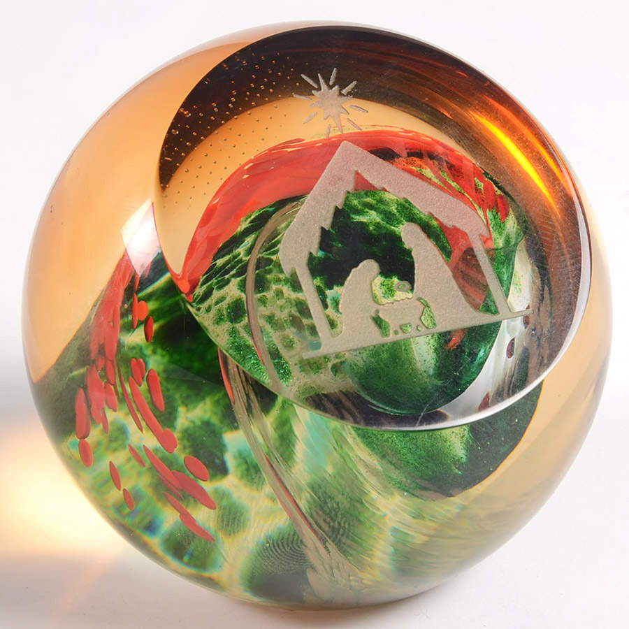 Caithness Paperweight Nativity- Red And Green  - Nb772, No Box by Caithness-1