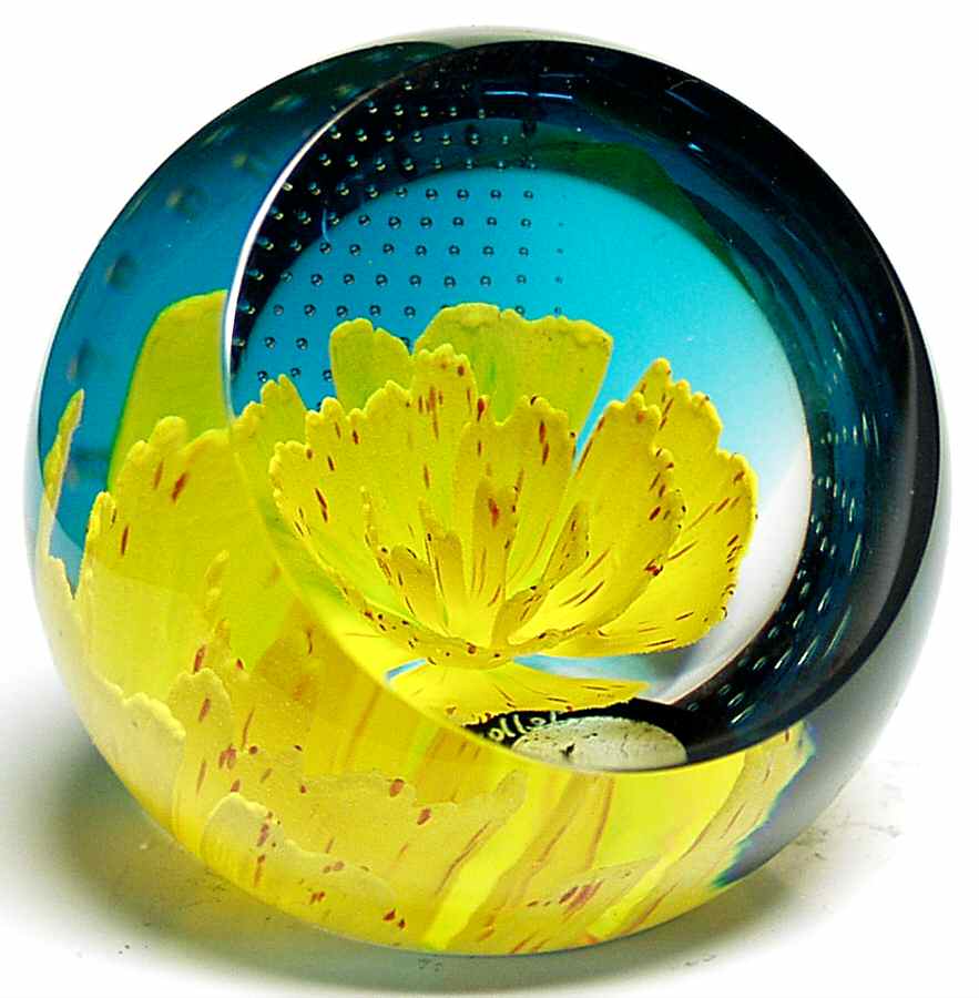 Caithness Paperweight Floral Charms: Yellow Carnatio - No Box by Caithness-1