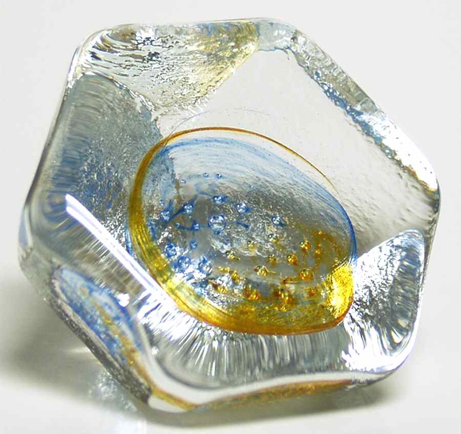 Caithness Paperweight Rox-Clear Yellow & Blue - No Box by Caithness-1