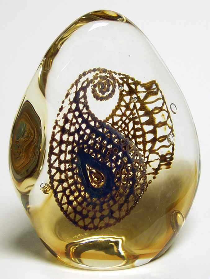 Caithness Paperweight Paisley Twist-Topaz - No Box by Caithness-1