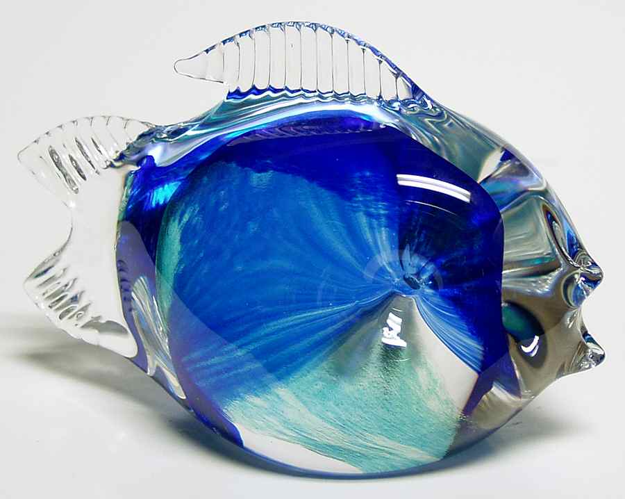 Caithness Paperweight Fish-Large Blue/Green - Bx448 With Box by Caithness-1