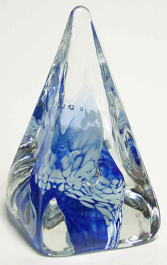 Caithness Paperweight Pyramid Twists-Blue - Boxed by Caithness-1