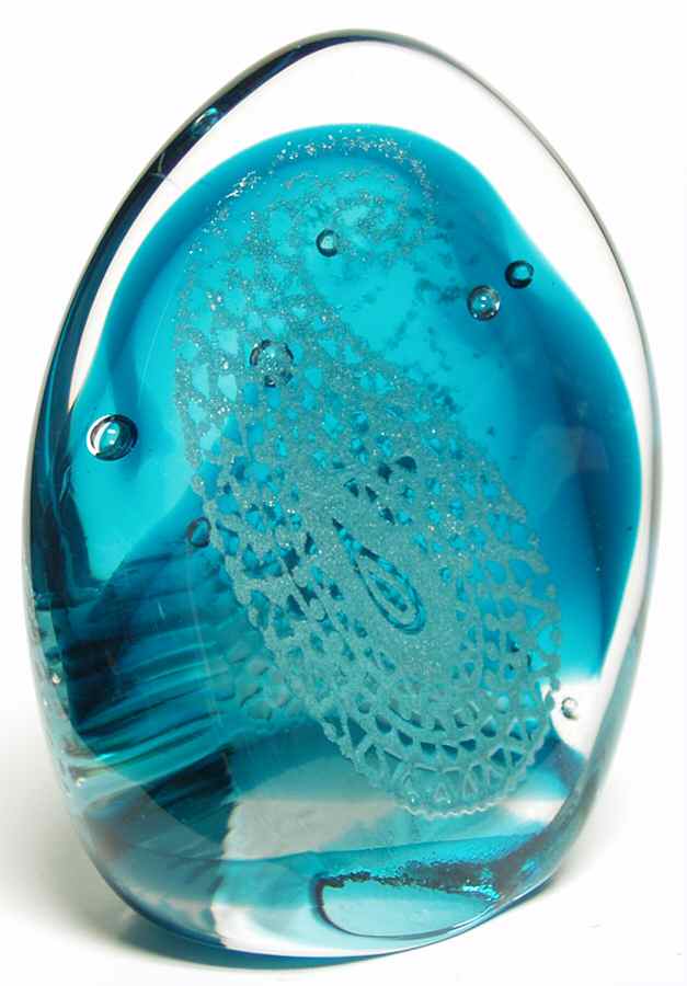 Caithness Paperweight Paisley Twists-Aquamarine - Boxed by Caithness-1