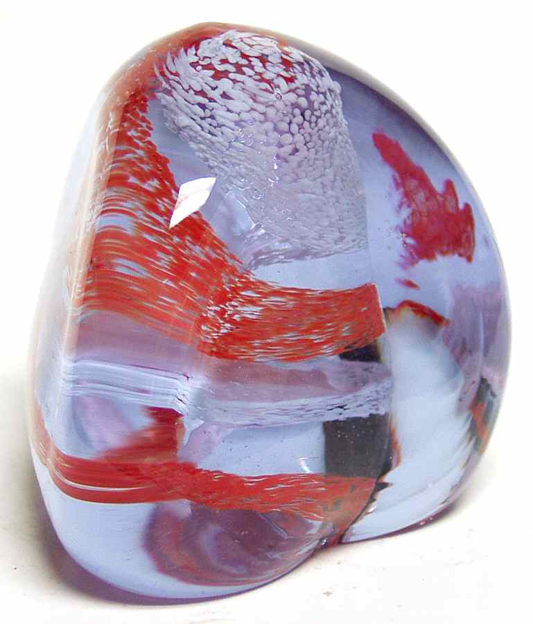 Caithness Paperweight Pebble-Coral/White - Boxed by Caithness-1