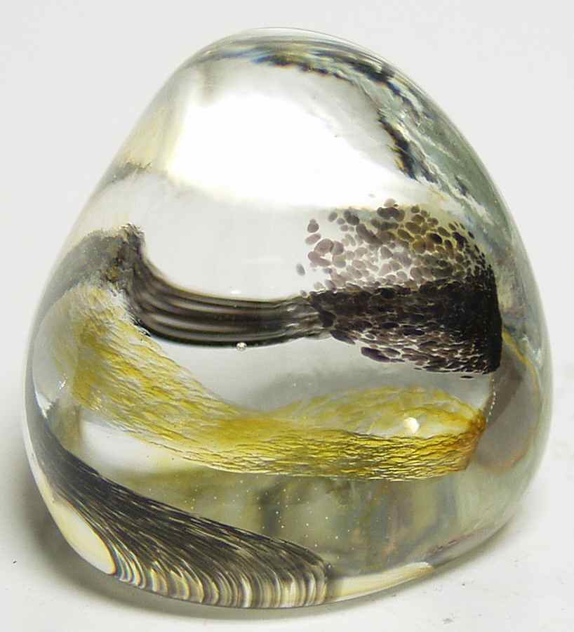 Caithness Paperweight Pebble-Black/Topaz - Boxed by Caithness-1