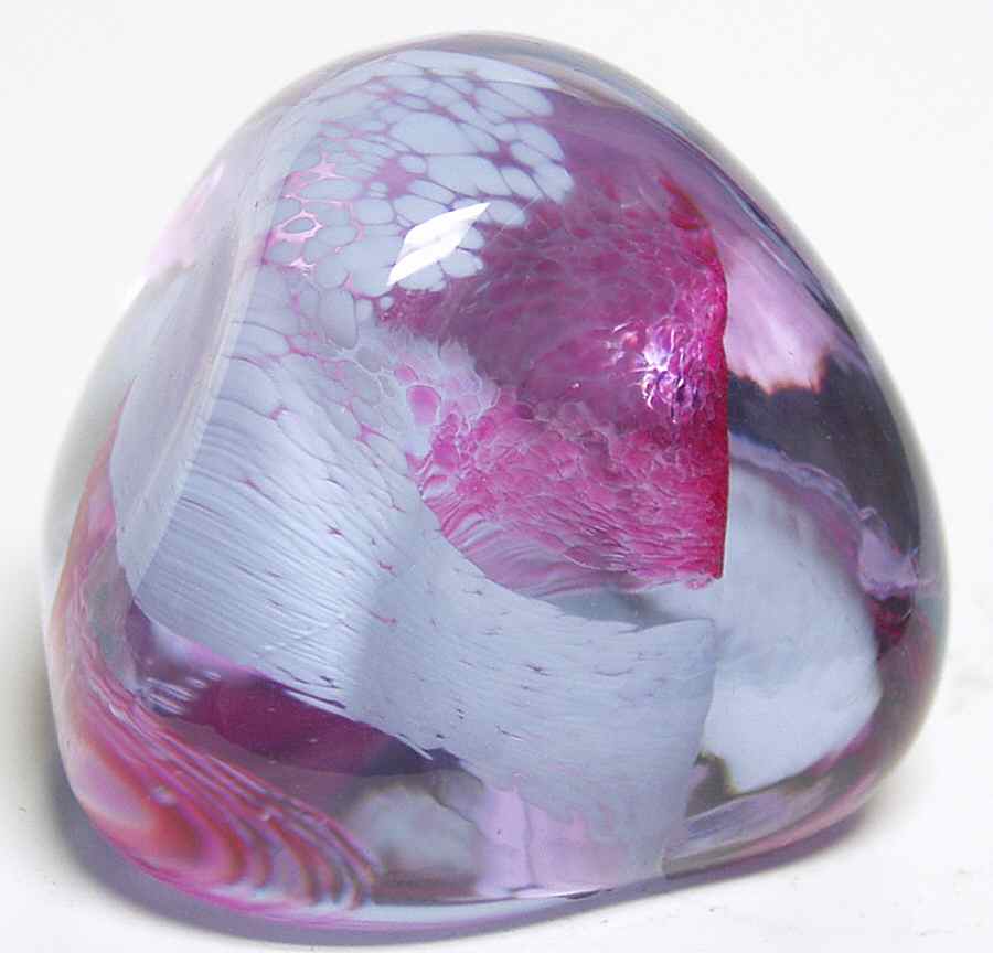 Caithness Paperweight Pebble-Ruby/White - Boxed by Caithness-1