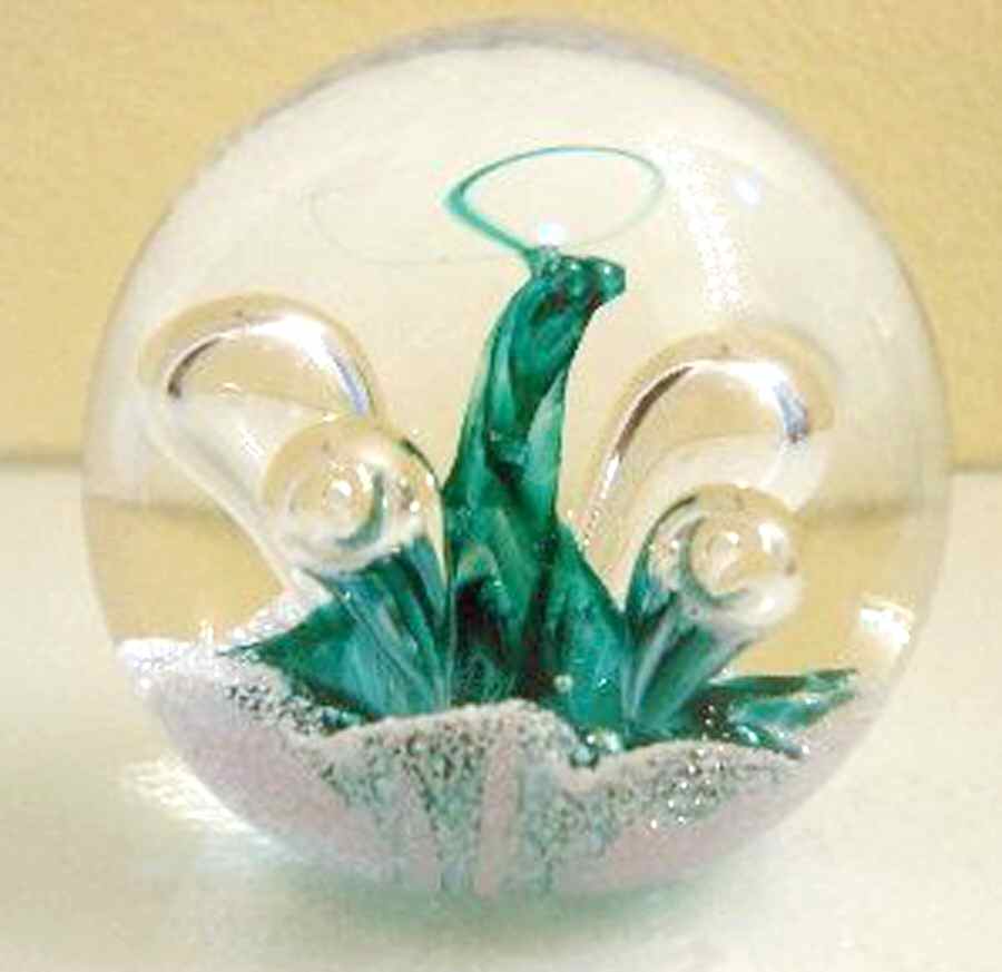 Caithness Paperweight Moonflower Miniature-Green - Nb707, No Box by Caithness-1