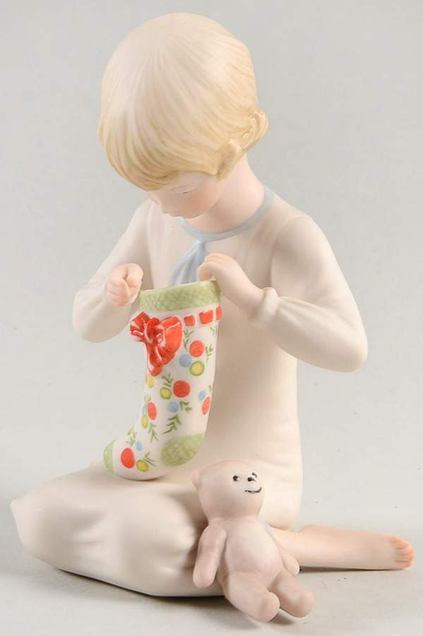Cybis Figurines Holiday Child With Brown Teddy - No Box by Cybis-1