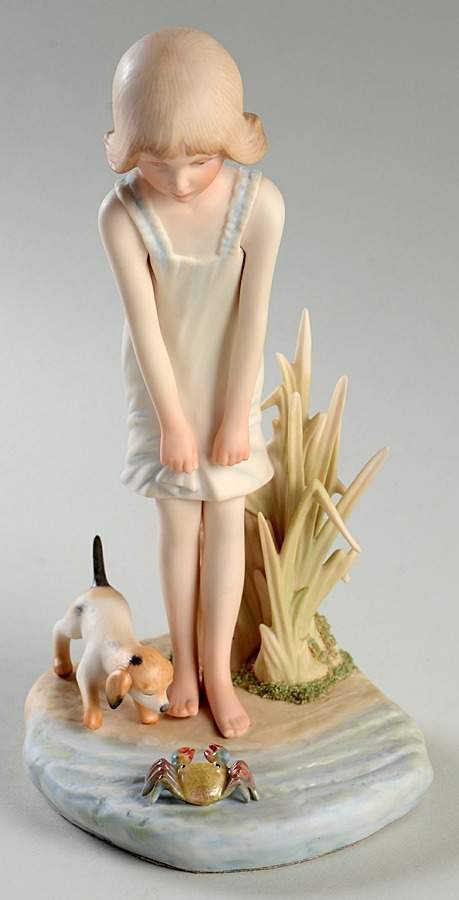 Cybis Figurines Kara- Girl At Beach With Dog And Crab - No Box by Cybis-1