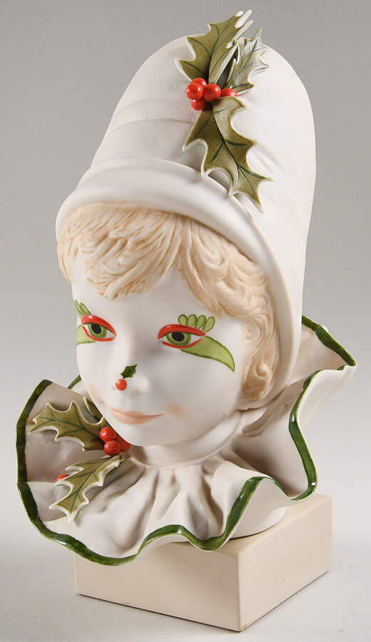 Cybis Figurines Funny Face With Holly Bust - No Box by Cybis-1