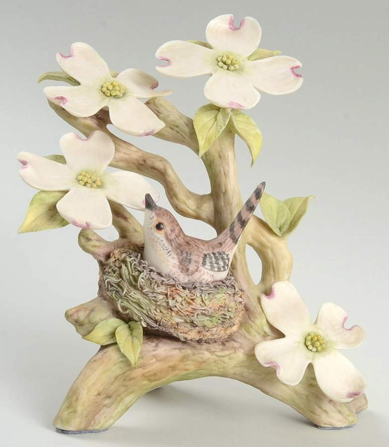 Cybis Birds Wood Wren & Dogwood-4 Flowers - No Box by Cybis-1