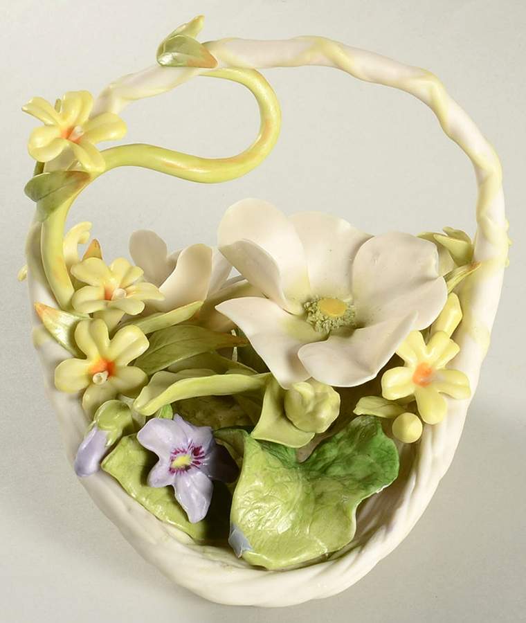 Floral Studies Constancy-Cherokee Roses Basket W/ Viole - No Box by Cybis-1