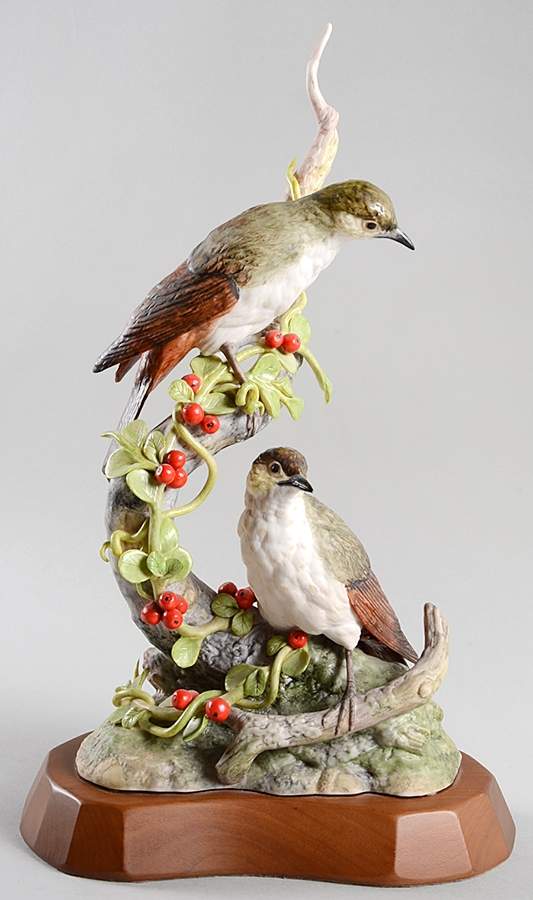 Cybis Birds Hermit Thrush With Cranberry Cotoneaster - No Box 42 by Cybis-1
