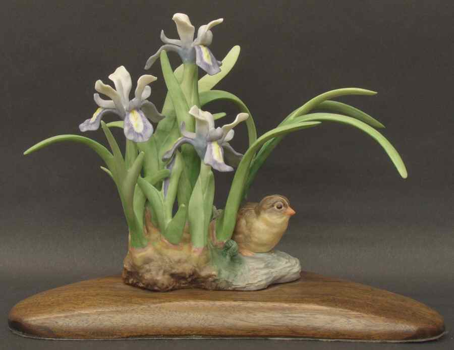 Cybis Birds Crested Iris With Bobwhite Chick - No Box by Cybis-1