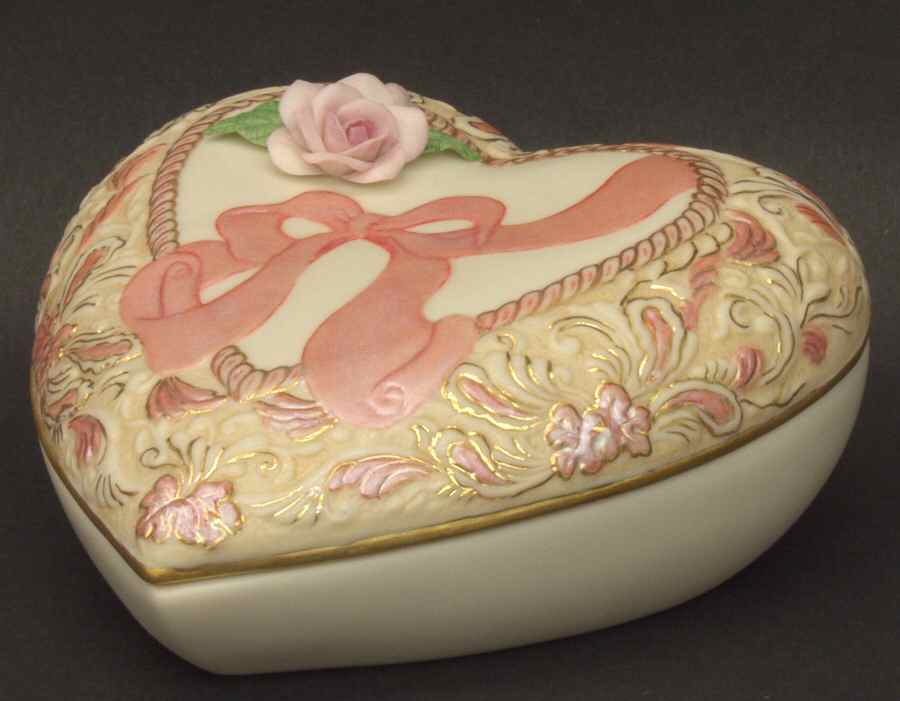 Cybis Figurines Heart Box-Ribbon-Rose-Scroll - No Box by Cybis-1