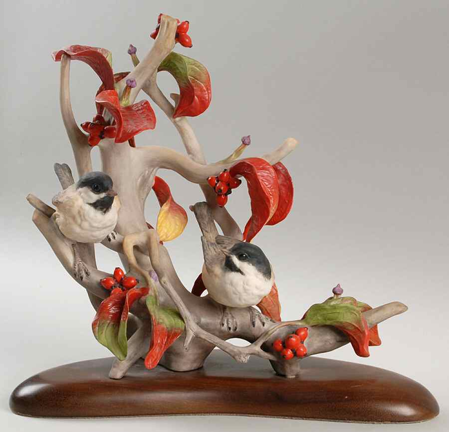 Cybis Birds Autumn Dogwood With Chickadees - No Box by Cybis-1