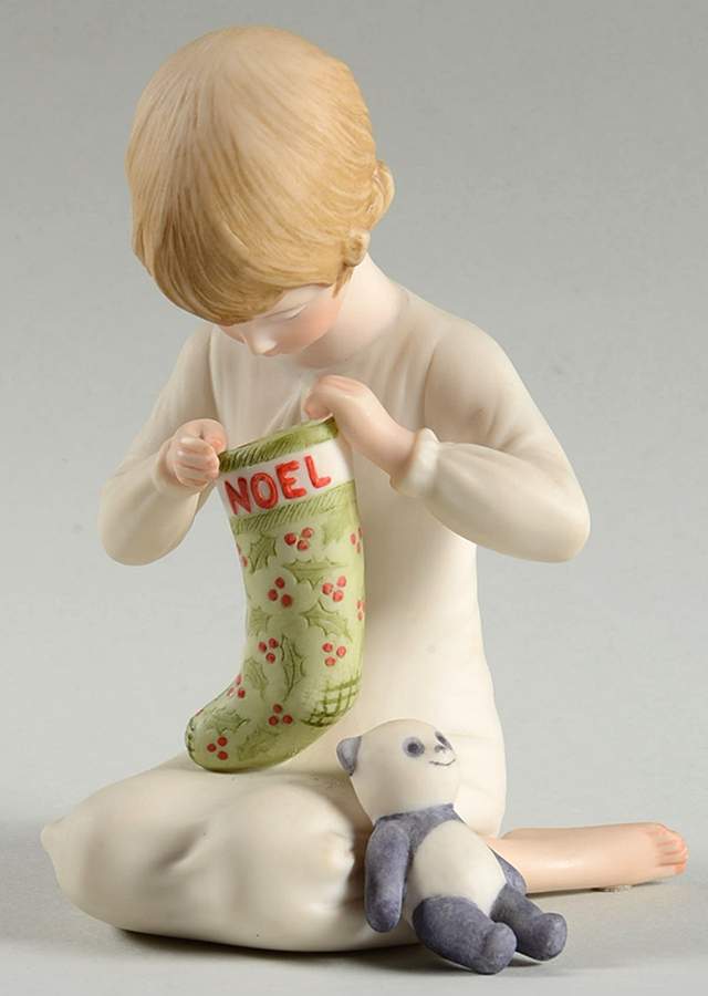 Cybis Figurines Holiday Child With Panda And Green Stock - No Box by Cybis-1