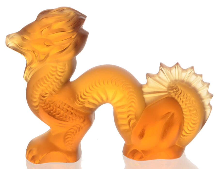 Lalique Figurines & Paperweights Dragon Small - Amber - No Box by Lalique-1