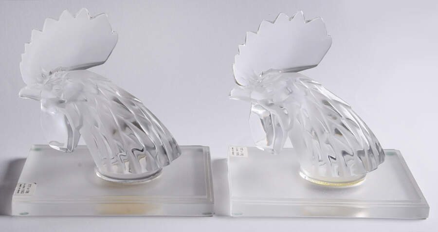 Bookends Rooster Head - Boxed by Lalique-1