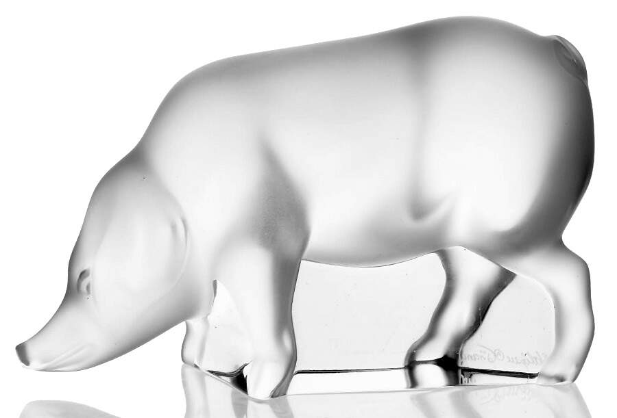 Animals-Domestic Pig - Clear - With Box by Lalique-1