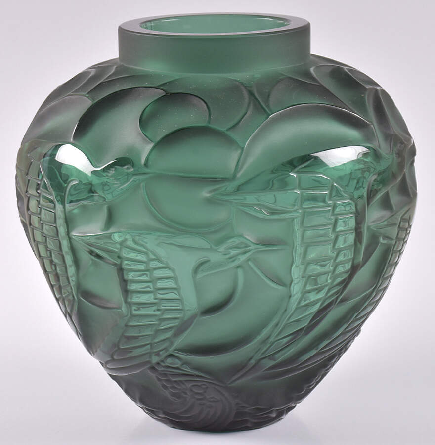 Courlis 7" Flower Vase by Rene Lalique-1