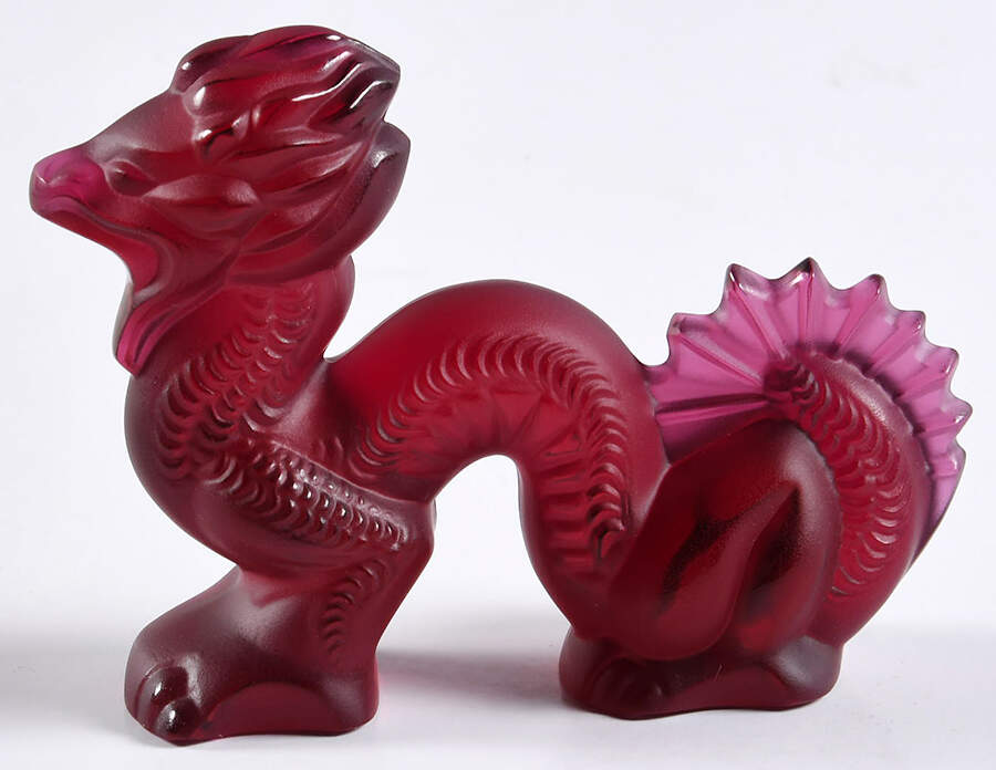 Lalique Figurines & Paperweights Dragon Small - Red  - Boxed by Lalique-1