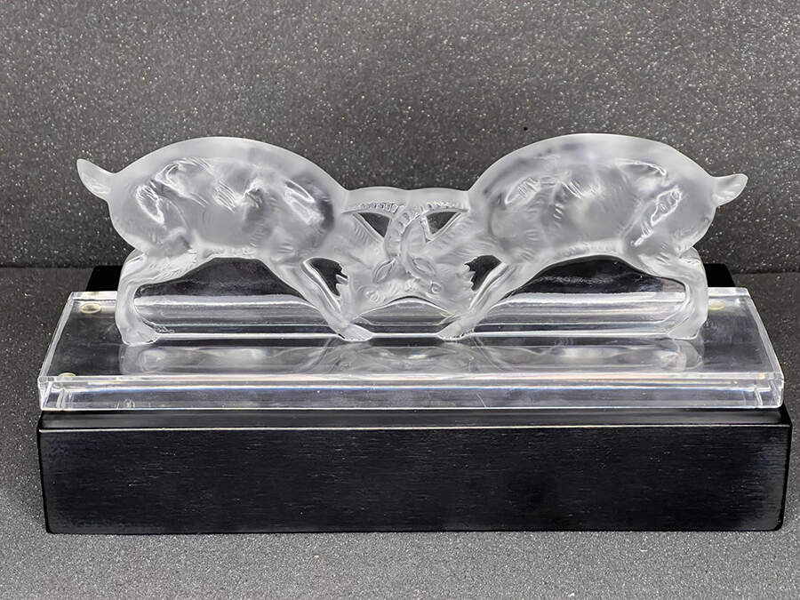 Animals-Domestic Deux Chevres - Charging Rams - Boxed by Lalique-1
