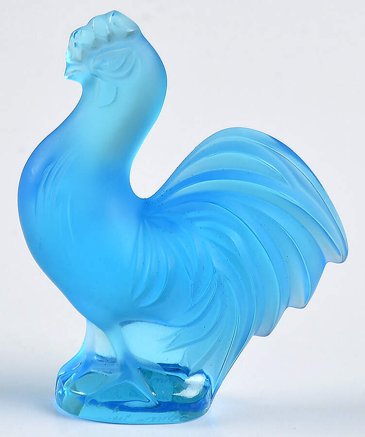 Birds Rooster - Light Blue - Boxed by Lalique-1