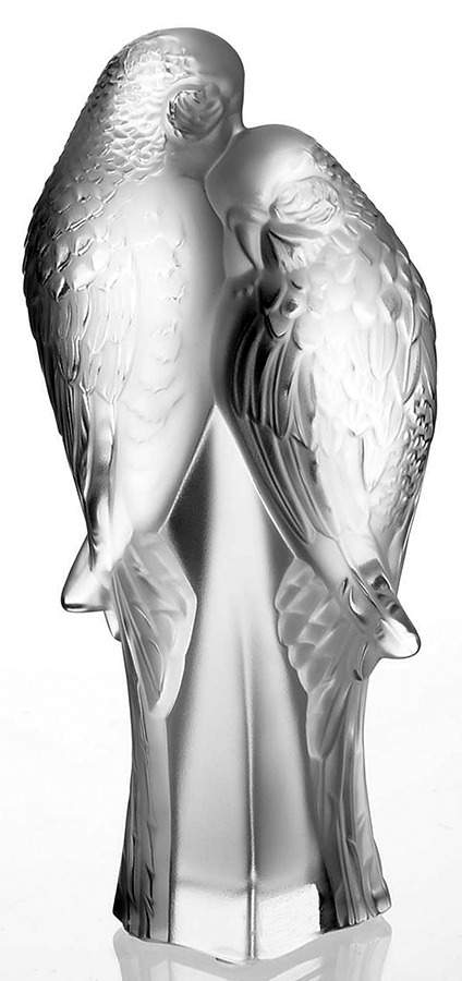 Birds Parakeets - Pair Figurine - Boxed by Lalique-1