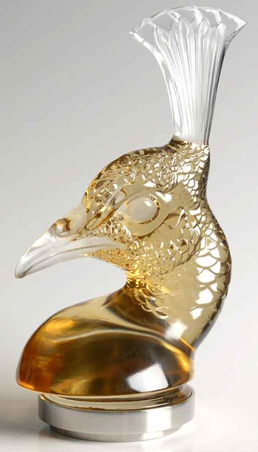 Birds Peacock Head - Clear/Gold - Boxed by Lalique-1
