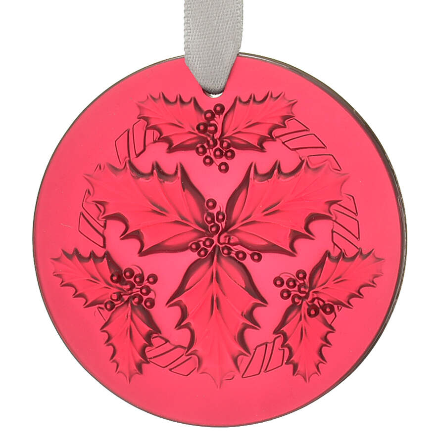 Lalique Christmas Ornament Holly-Red - Boxed by Lalique-1