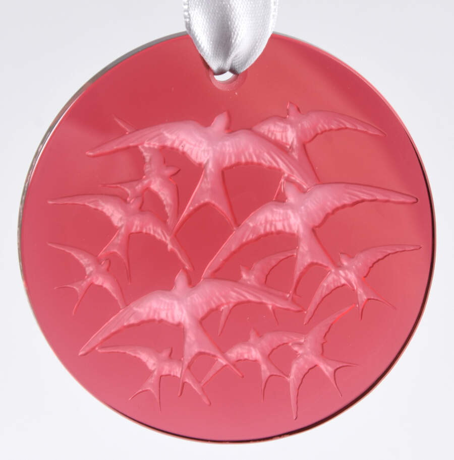 Lalique Christmas Ornament Hirondelles (Swallows)-Red - With Box by Lalique-1