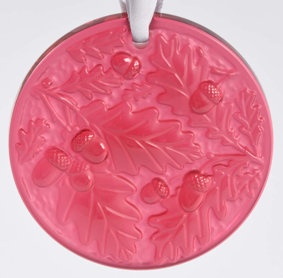 Lalique Christmas Ornament Chene (Oak) Red - With Box by Lalique-1