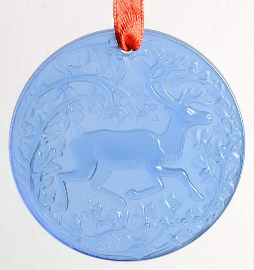Lalique Christmas Ornament Reindeeer-Sapphire - Boxed by Lalique-1