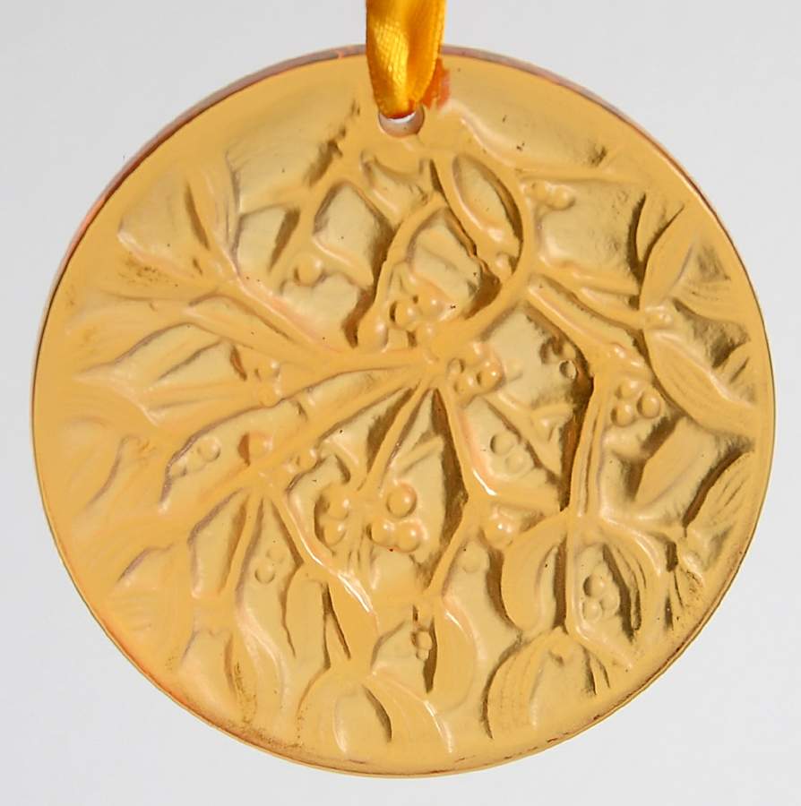 Lalique Christmas Ornament Mistletoe-Amber - Boxed by Lalique-1
