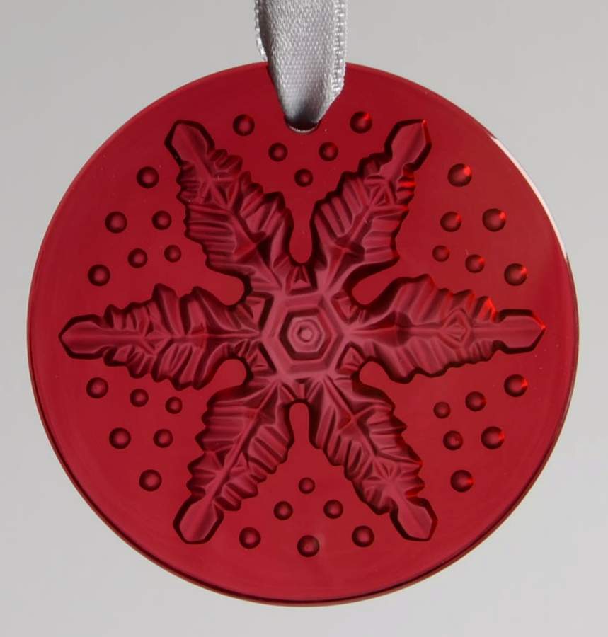 Lalique Christmas Ornament Snowflake - Red - Boxed by Lalique-1
